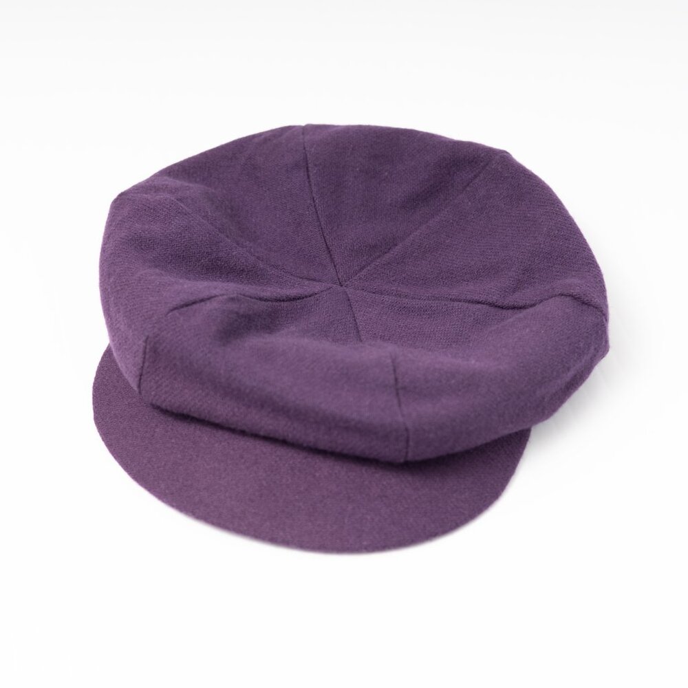 Handmade Upcycled Purple Wool Newsboy Baker Boy Paperboy Hat - Picture 4 of 5